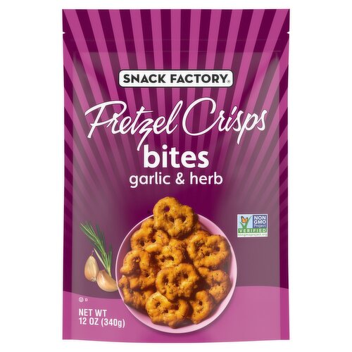 Snack Factory Garlic & Herb Pretzel Crisps Bites, 12 oz