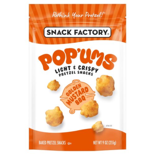 Snack Factory Pop'ums Golden Mustard BBQ Baked Pretzel Snacks, 9 oz