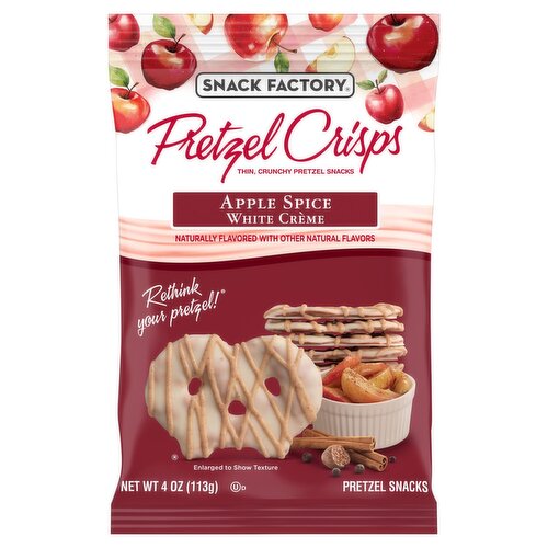 Snack Factory Pretzel Crisps Apple Spice White Crème Pretzel Snacks, 4 oz