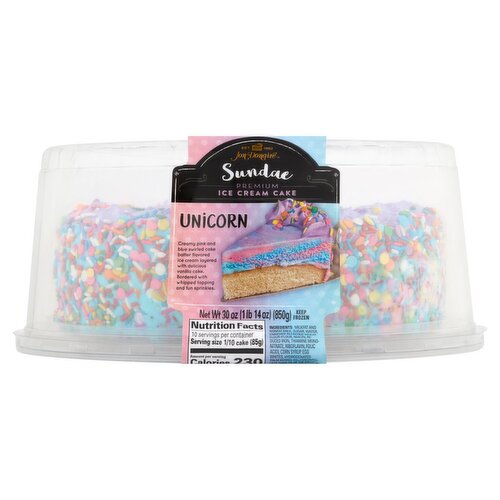 Jon Donaire Unicorn Sundae Premium Ice Cream Cake, 30 oz