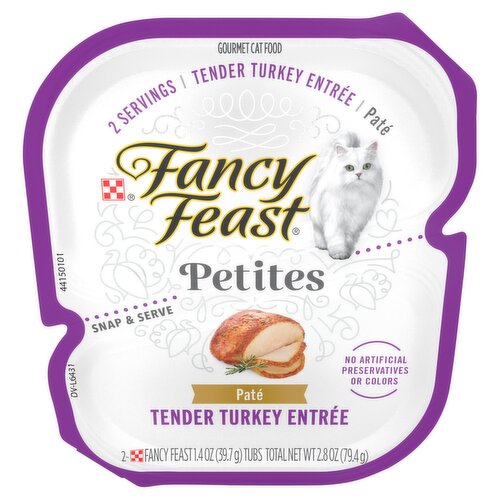 Purina Fancy Feast Petites Paté Tender Turkey Entrée Gourmet Cat Food, 1.4 oz, 2 count