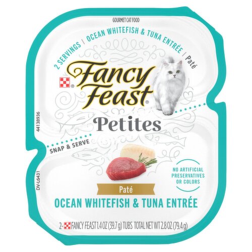 Purina Fancy Feast Petites Ocean Whitefish & Tuna Entrée Paté Gourmet Cat Food, 1.4 oz, 2 count