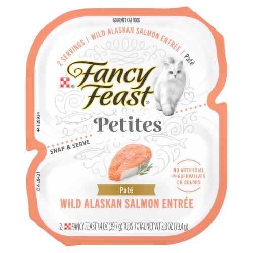 Purina Fancy Feast Petites Wild Alaskan Salmon Entrée Paté Gourmet Cat Food, 1.4 oz, 2 count