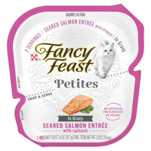 Purina Fancy Feast Petites Seared Salmon Entrée in Gravy Gourmet Cat Food, 1.4 oz, 2 count