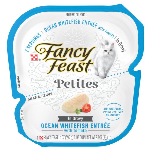 Purina Fancy Feast Petites Ocean Whitefish Entrée in Gravy Gourmet Cat Food, 1.4 oz, 2 count