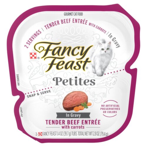 Purina Fancy Feast Petites Beef Entrée with Carrots in Gravy Gourmet Cat Food, 1.4 oz, 2 count