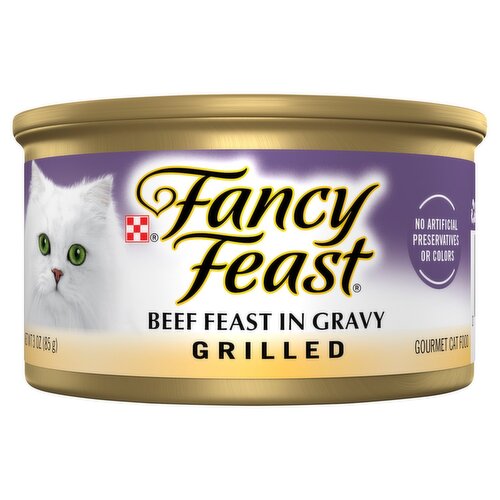 Purina Fancy Feast Grilled Beef Feast in Gravy Gourmet Cat Food, 3 oz