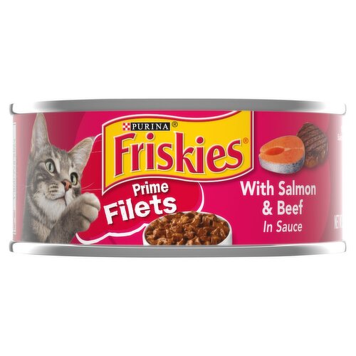 Purina Friskies Prime Filets with Salmon & Beef in Sauce Cat Food, 5.5 oz