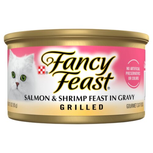 Purina Fancy Feast Grilled Salmon & Shrimp Feast in Gravy Gourmet Cat Food, 3 oz