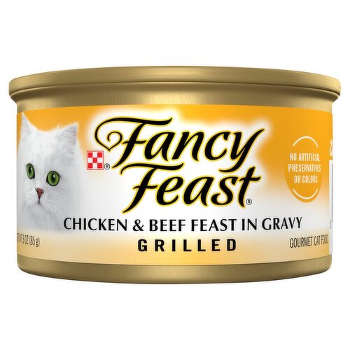 Purina Fancy Feast Grilled Chicken & Beef Feast in Gravy Gourmet Cat Food, 3 oz