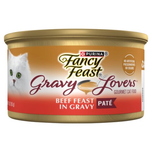 Purina Fancy Feast Beef Feast in Gravy Paté Gourmet Cat Food, 3 oz