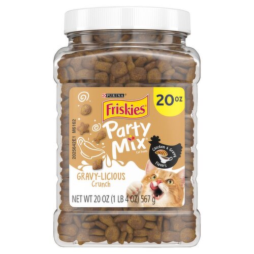 Purina Friskies Party Mix Gravy-Licious Crunch Chicken & Gravy Cat Treats, 20 oz