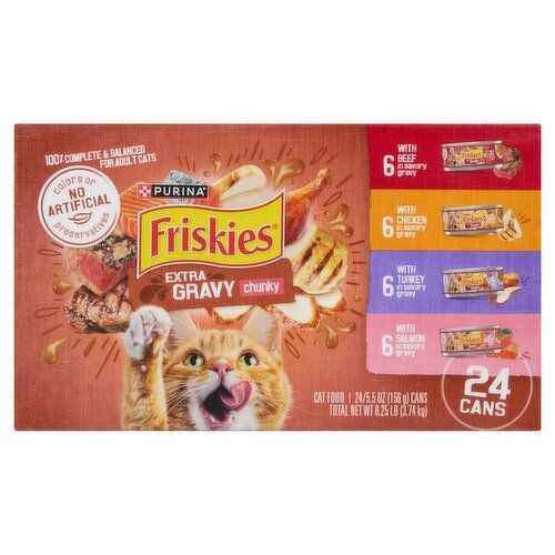 Purina Friskies Extra Gravy Chunky Cat Food, 5.5 oz, 24 Count