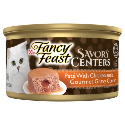 Fancy Feast Savory Centers Paté with Chicken and a Gourmet Gravy Center Gourmet Cat Food, 3 oz