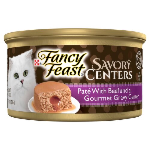 Fancy Feast Savory Centers Paté with Beef and a Gourmet Gravy Center Cat Food, 3 oz