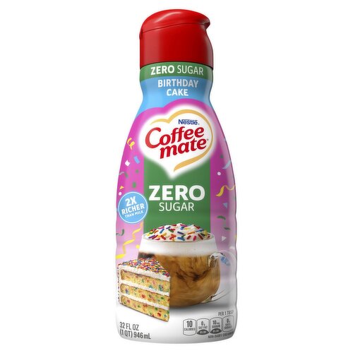 Nestle Coffee Mate Birthday Cake Zero Sugar Non-Dairy Creamer, 32 fl oz