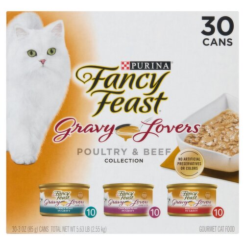 Purina Fancy Feast Gravy Lovers Poultry & Beef Collection Gourmet Cat Food, 3 oz, 30 Count