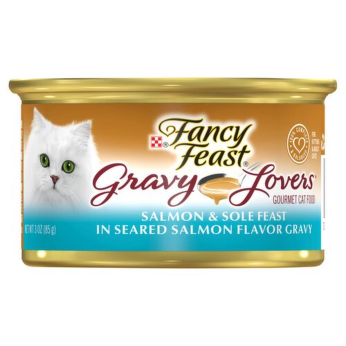  Fancy Feast Gravy Lovers Salmon & Sole Feast in Seared Salmon Flavor Gravy Gourmet Cat Food, 3 oz