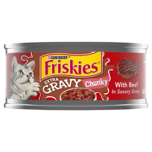 Purina Friskies Extra Chunky with Beef in Savory Gravy Cat Food, 5.5 oz