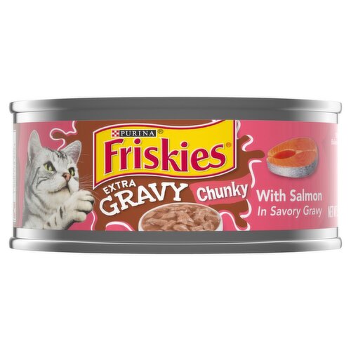 Purina Friskies Extra Chunky with Salmon in Savory Gravy Cat Food, 5.5 oz