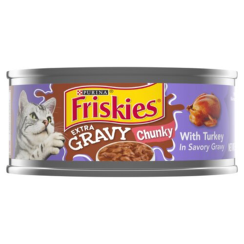 Purina Friskies Extra Gravy Chunky with Turkey in Savory Gravy Cat Food, 5.5 oz