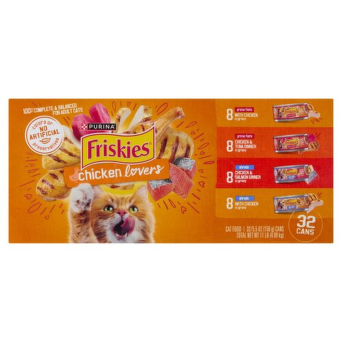 Purina Friskies Chicken Lovers Cat Food, 5.5 oz, 32 Count