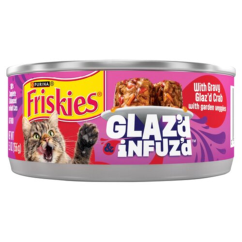 Purina Friskies Glaz'd & Infuz'd with Gravy Glaz'd Crab with Garden Veggies Cat Food, 5.5 oz