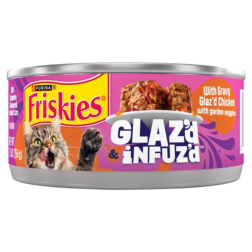 Purina Friskies Glaz'd & Infuz'd with Gravy Glaz'd Chicken with Garden Veggies Cat Food, 5.5 oz