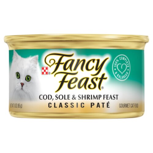 Fancy Feast Cod Sole & Shrimp Feast Classic Paté Gourmet Cat Food, 3 oz