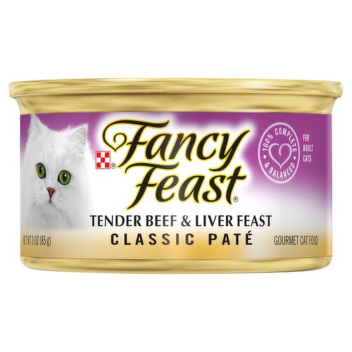 Purina Fancy Feast Tender Beef & Liver Feast Classic Paté Gourmet Cat Food, 3 oz