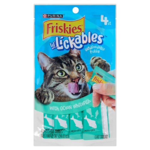 Purina Friskies Lil' Lickables Handfeedable Purée with Ocean Whitefish Cat Treat, 0.5 oz, 4 count
