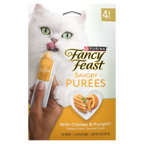 Purina Fancy Feast Savory Purees With Chicken and Pumpkin Lickable Cat Treats - 1.4 oz., 4 Count