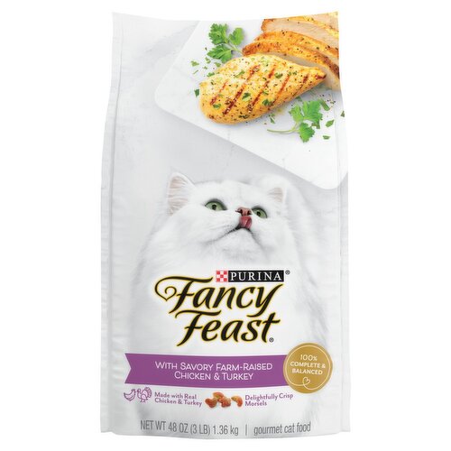 Purina Fancy Feast with Savory Farm-Raised Chicken & Turkey Gourmet Cat Food, 48 oz