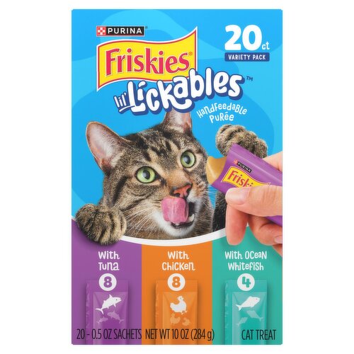 Purina Friskies Lil' Lickables Handfeedable Purée Cat Treat Variety Pack, 0.5 oz, 20 Count