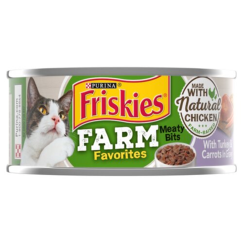 Purina Friskies Farm Favorites Meaty Bits with Turkey & Carrots in Gravy Cat Food, 5.5 oz