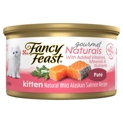 Purina Fancy Feast Natural Wild Alaskan Salmon Recipe Paté Gourmet Cat Food, Kitten, 3 oz