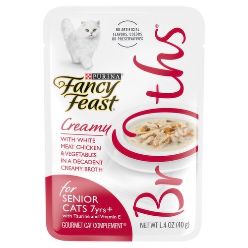 Purina Fancy Feast Broths Creamy Gourmet Cat Complement, for Senior Cats 7yrs+, 1.4 oz