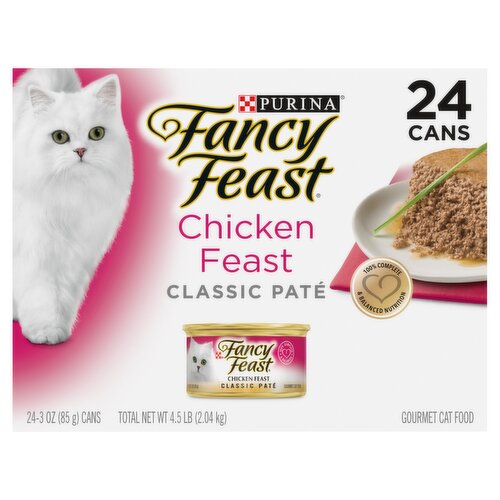 Purina Fancy Feast Chicken Feast Classic Paté Gourmet Cat Food, 3 oz, 24 count