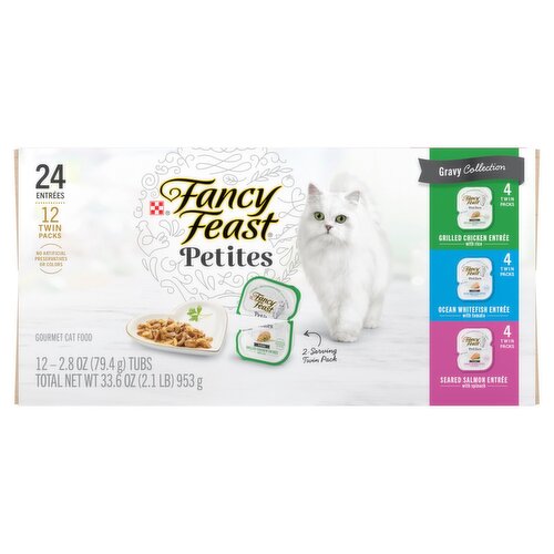 Purina Fancy Feast Petites Gravy Collection Gourmet Cat Food Twin Packs, 2.8 oz, 12 count