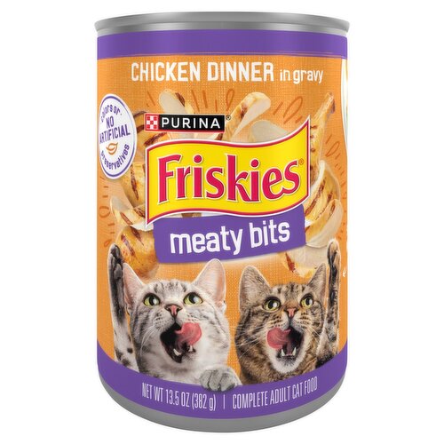 Purina Friskies Chicken Dinner in Gravy Meaty Bits Complete Adult Cat Food, 13.5 oz
