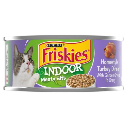 Purina Friskies Indoor Homestyle Turkey Dinner Meaty Bits Cat Food, 5.5 oz