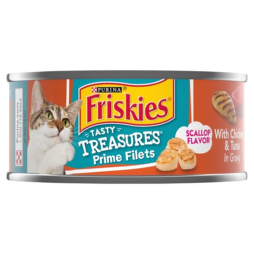 Purina Friskies Tasty Treasures Scallop Flavor with Chicken & Tuna in Gravy Cat Food, 5.5 oz