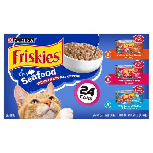 Purina Friskies Seafood Prime Filets Favorites Cat Food, 5.5 oz, 24 count