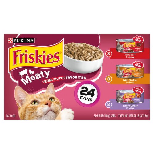 Purina Friskies Meaty Prime Filets Favorites Cat Food, 5.5 oz, 24 count