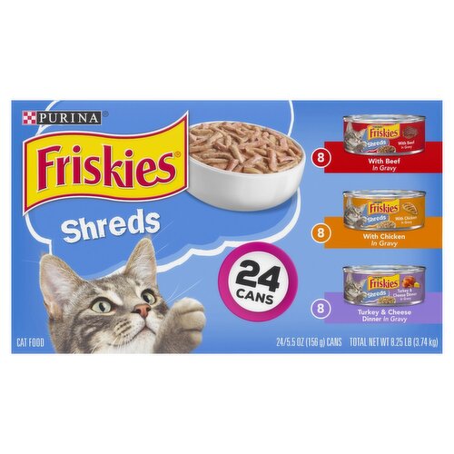 Purina Friskies Shreds Cat Food, 5.5 oz, 24 count