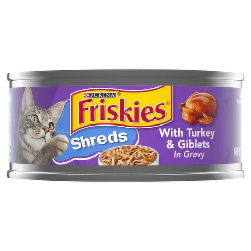 Purina Friskies Shreds with Turkey & Giblets in Gravy Cat Food, 5.5 oz.