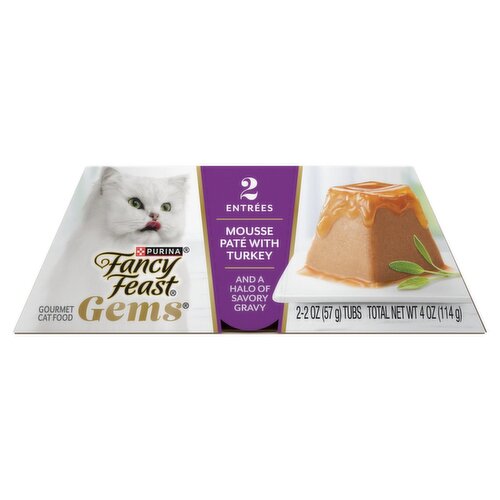 Purina Fancy Feast Gems Mousse Pate with Turkey Gourmet Cat Food, 2 oz, 2 Count
