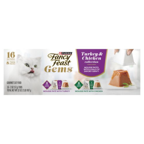 Purina Fancy Feast Gems Turkey & Chicken Collection Gourmet Cat Food, 2 oz, 16 count