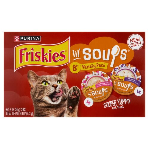 Purina Friskies Lil's Soups Souper Yummy Cat Treat Variety Pack, 1.2 oz, 8 count