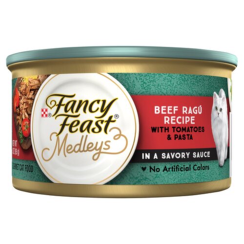 Purina Fancy Feast Medleys Beef Ragú Recipe with Tomatoes & Pasta Gourmet Cat Food, 3 oz